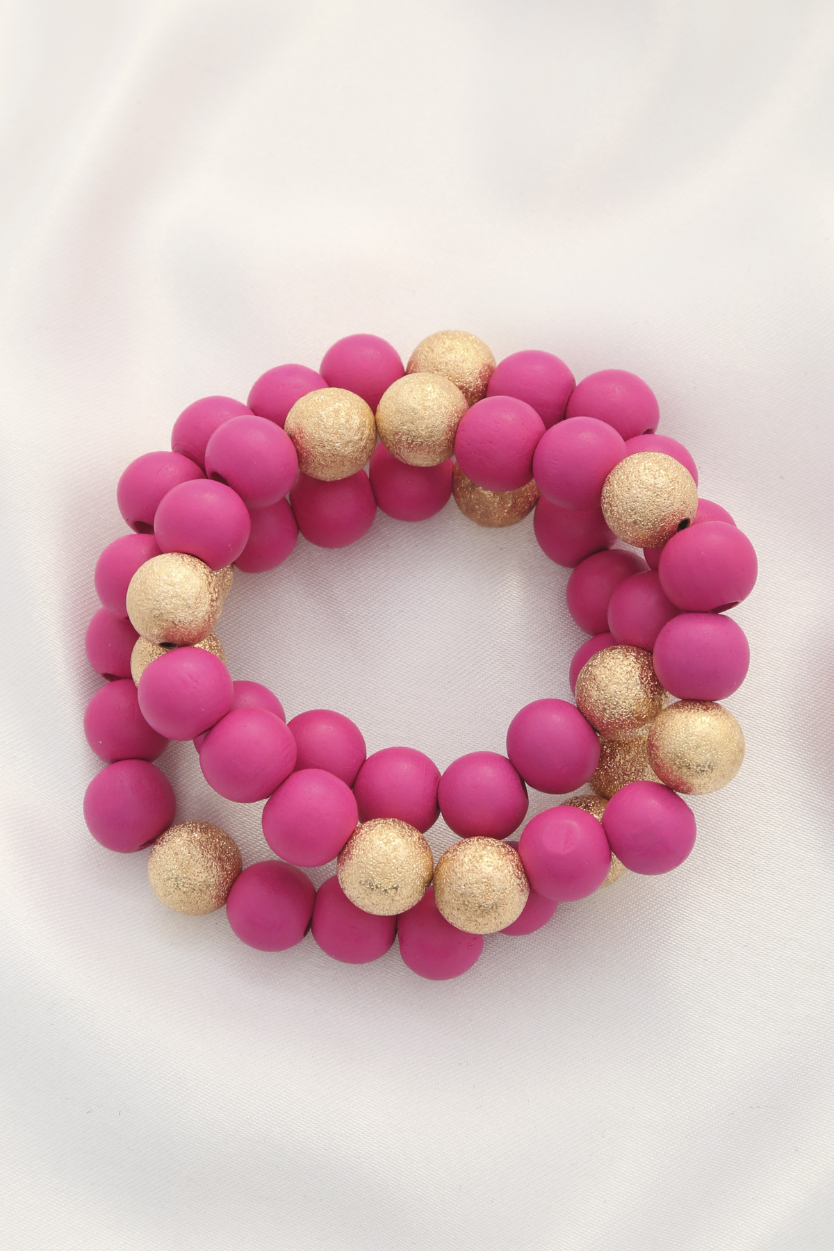 METAL WOOD BEAD BRACELET