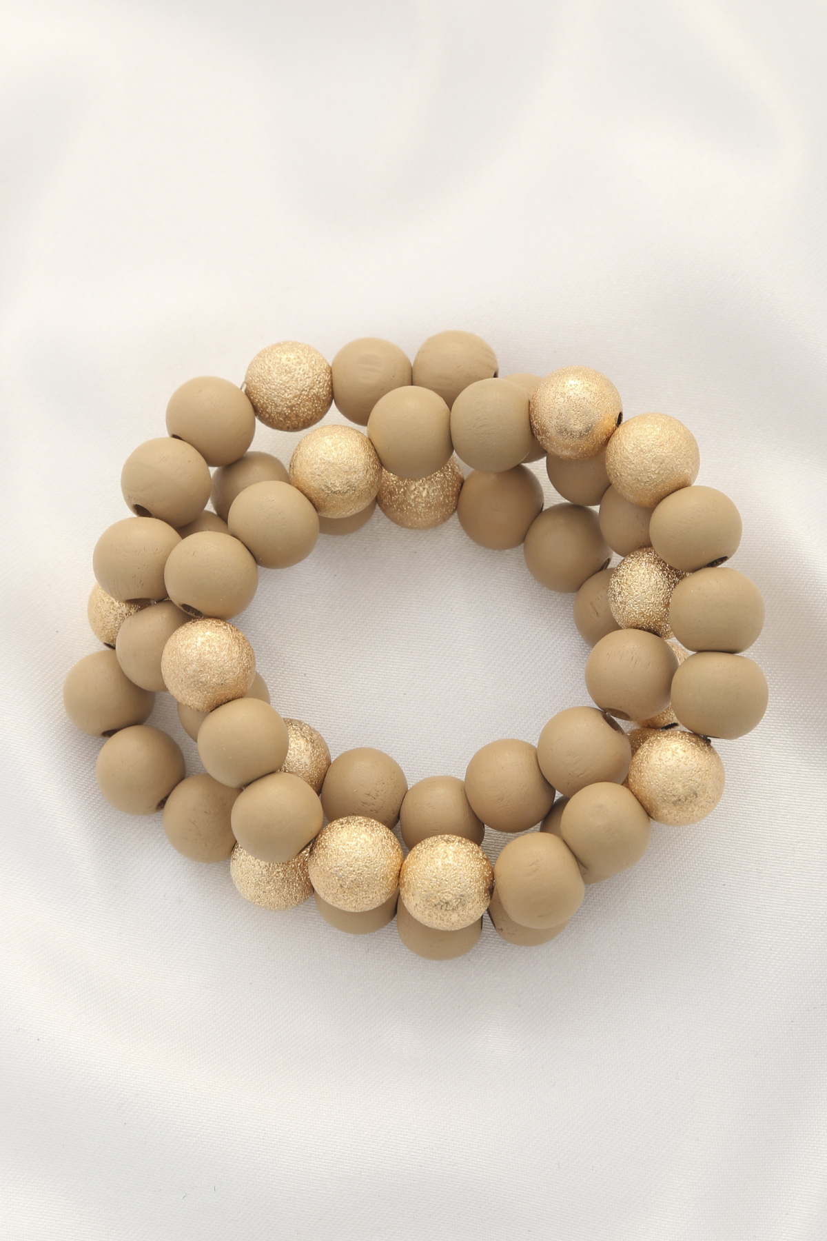 METAL WOOD BEAD BRACELET