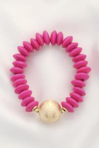 BALL BEAD WOOD DISC BRACELET
