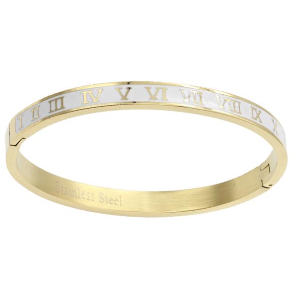 ROMAN NUMERAL STAINLESS STEEL BANGLE BRACELET