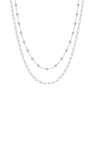 DOT & CLIP CHAIN DOUBLE LAYERED NECKLACE