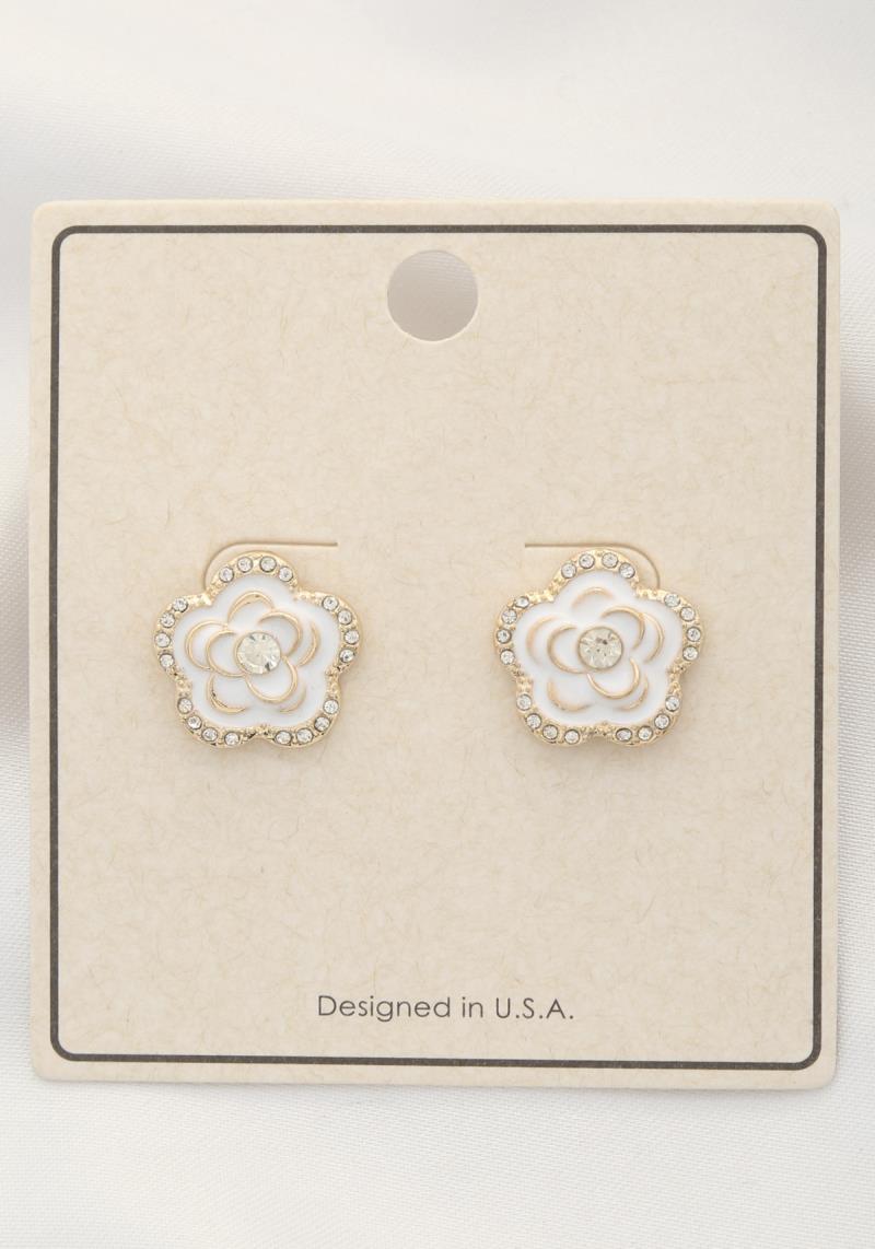 FLOWER RHINESTONE POST EARRING