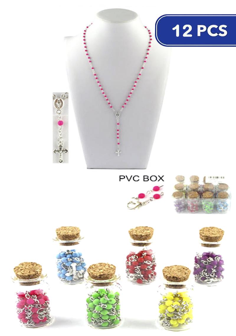 HOLY CROSS COLOR BEAD NECKLACE (12 UNITS)