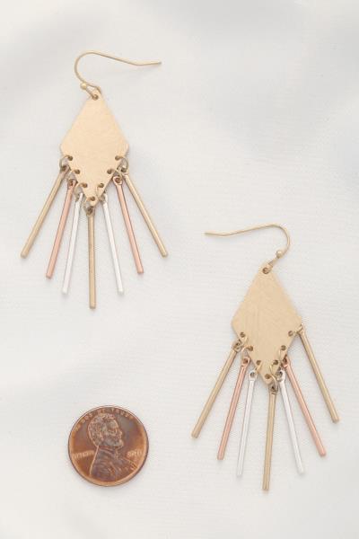 GEOMETRIC SHAPE METAL BAR DANGLE EARRING