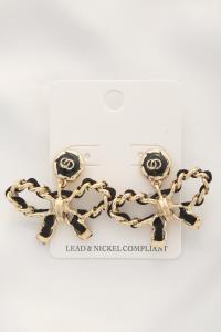 DOUBLE CIRCLE BOW METAL EARRING