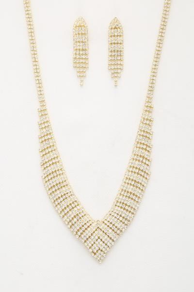 V SHAPE RHINESTONE NECKLACE