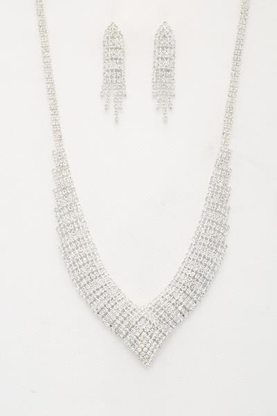 V SHAPE RHINESTONE NECKLACE