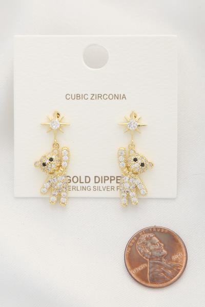 TEDDY BEAR CRYSTAL DANGLE EARRING