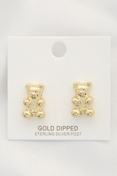 TEDDY BEAR METAL POST EARRING