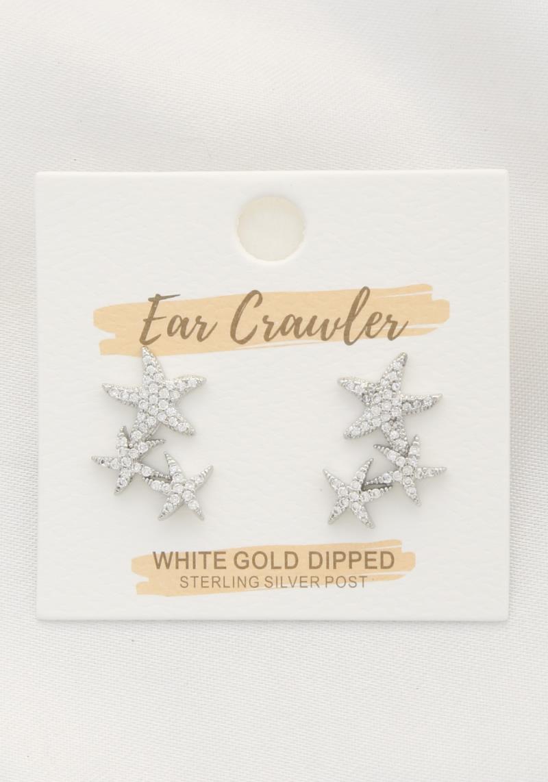 TRIPLE STAR RHINESTONE EAR CRAWLER