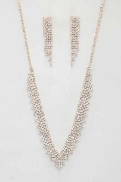 V SHAPE RHINESTONE NECKLACE