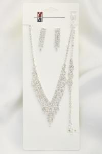 V SHAPE RHINESTONE BRACELET NECKLACE SET