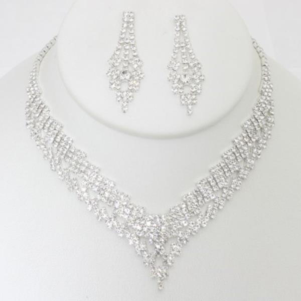 FASHION RHINESTONE NECKLACE AND EARRING SET