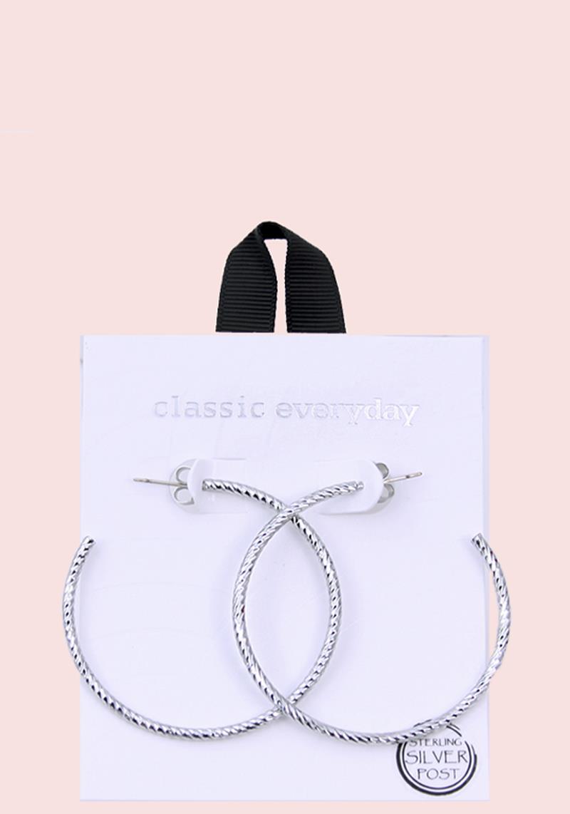 STERLING SILVER POST HOOP EARRING