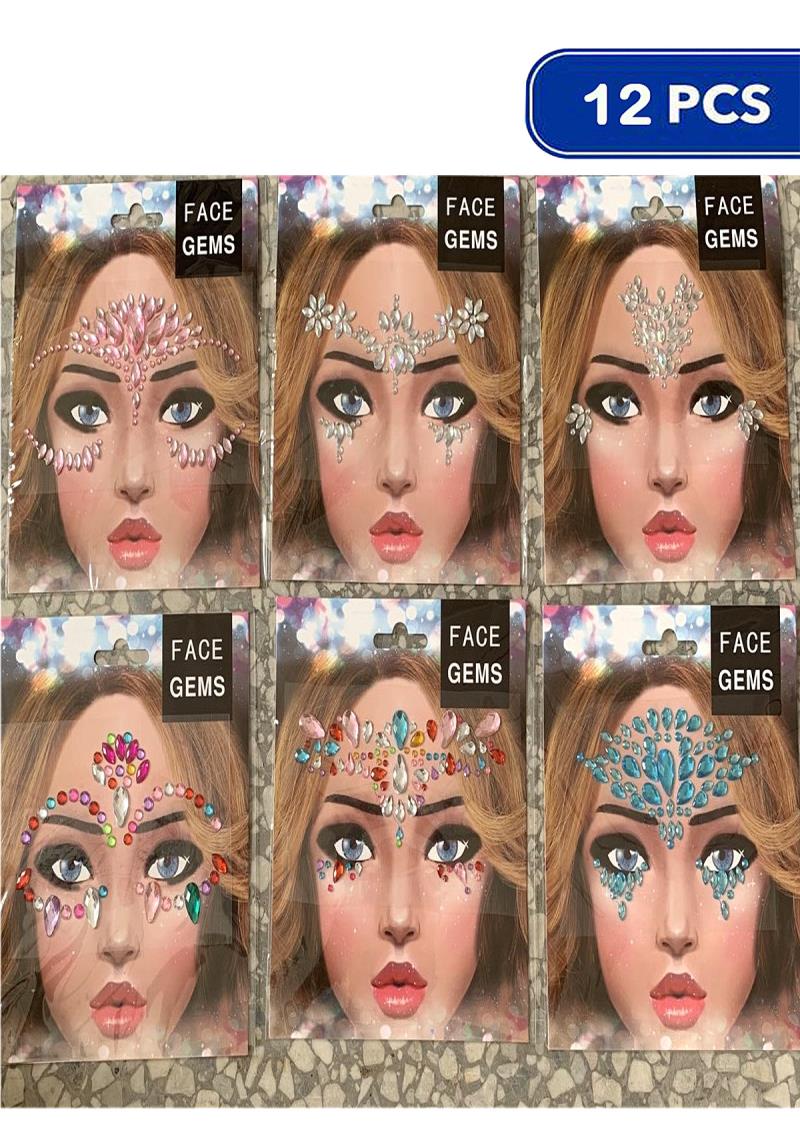 FACE GEM JEWELS DECORATION SET 12 UNITS