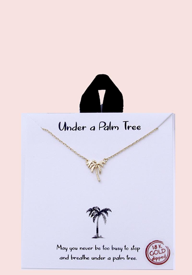 18K GOLD RHODIUM DIPPED UNDER A PALM TREE NECKLACE
