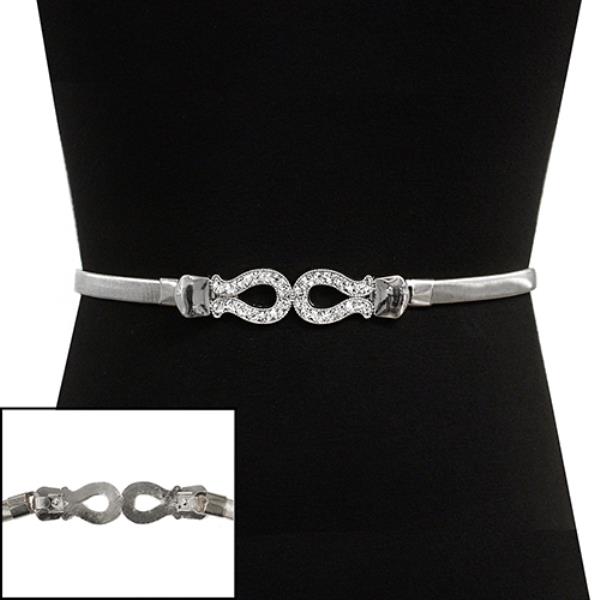 METAL RHINESTONE TEARDROP BUCKLE ELASTIC BELT