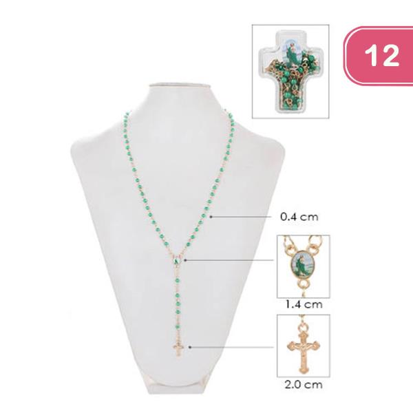 FASHION PEARL CROSS PENDANT Y NECKLACE (12 UNITS)