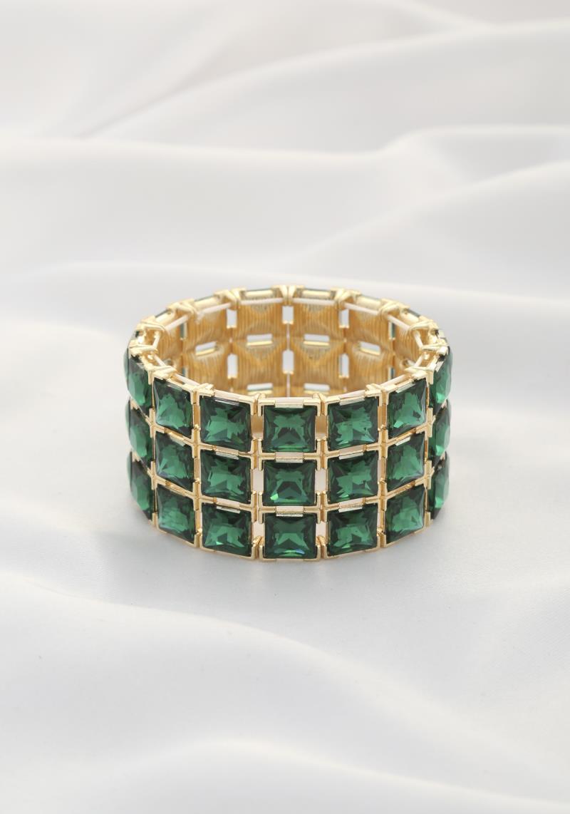 SQUARE CRYSTAL WIDE BRACELET