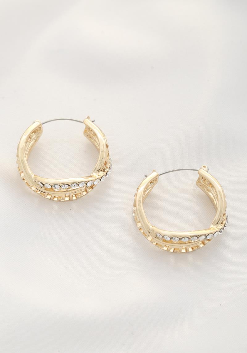 DOUBLE HOOP GREEK PATTERN EARRING