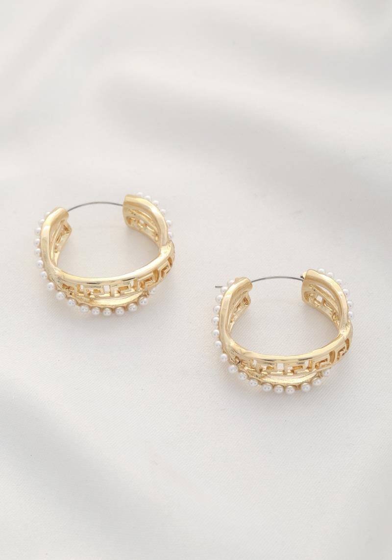 DOUBLE HOOP GREEK PATTERN EARRING