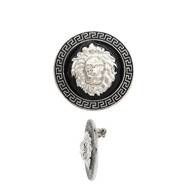 LION HEAD GREEK PATTERN BROOCH