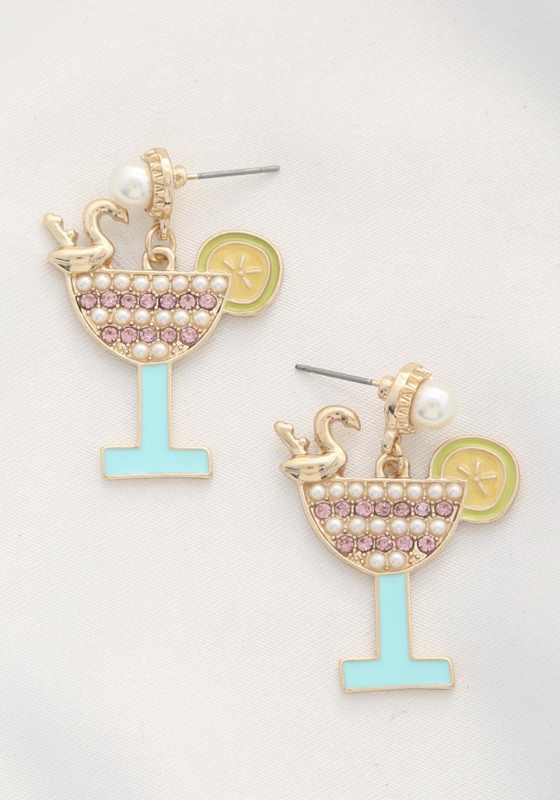 RHINESTONE COCKTAIL DANGLE EARRING