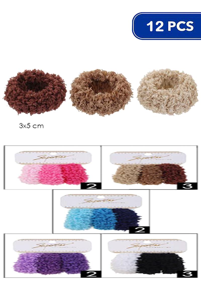 FIZZY TEXTURE 3 PC HAIR BAND TIE SET 12 UNITS