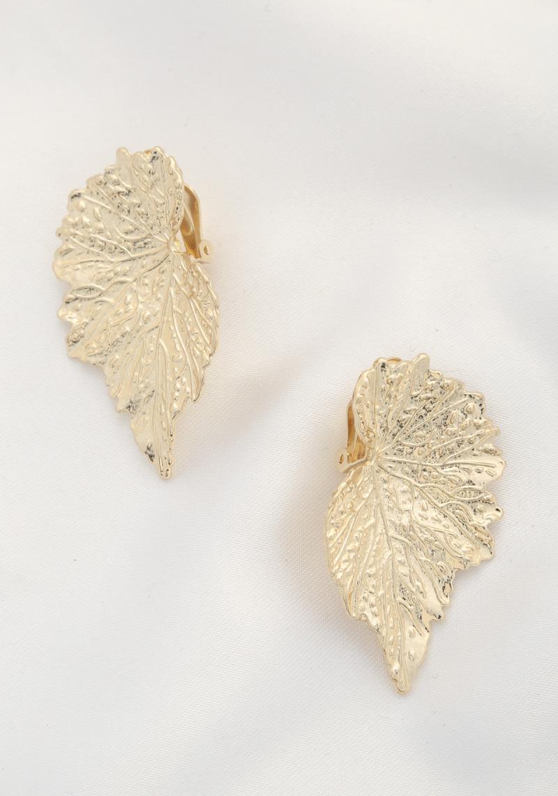 LEAF METAL CLIP EARRING