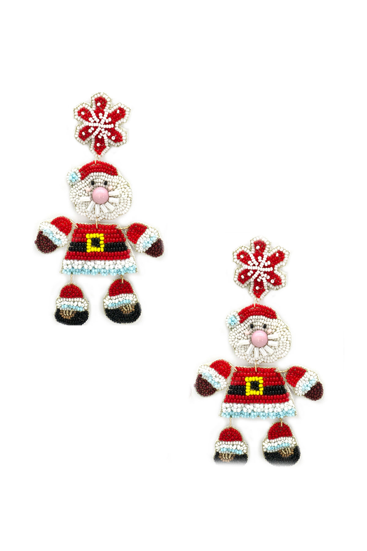 CHRISTMAS SANTA CLAUS SEED BEAD DANGLE EARRING