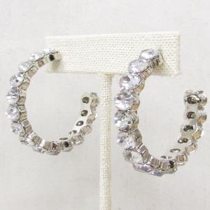 OVAL CRYSTAL EDGE OPEN HOOP EARRING