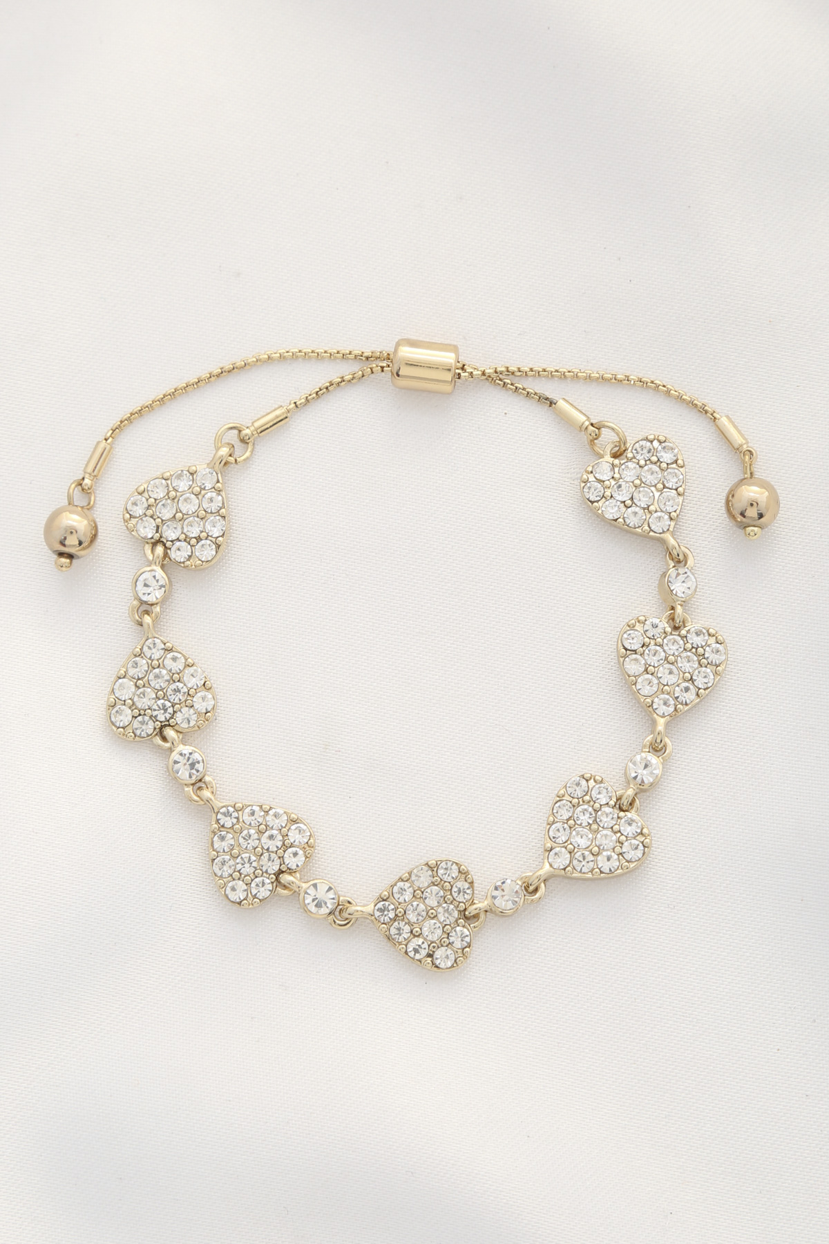 RHINESTONE HEART LINK BRACELET