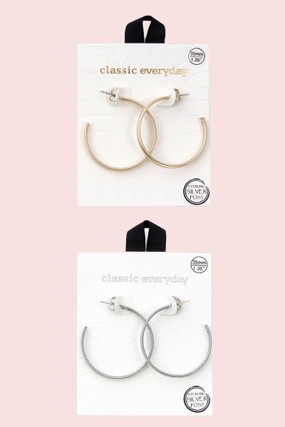 STERLING SILVER POST HOOP EARRING