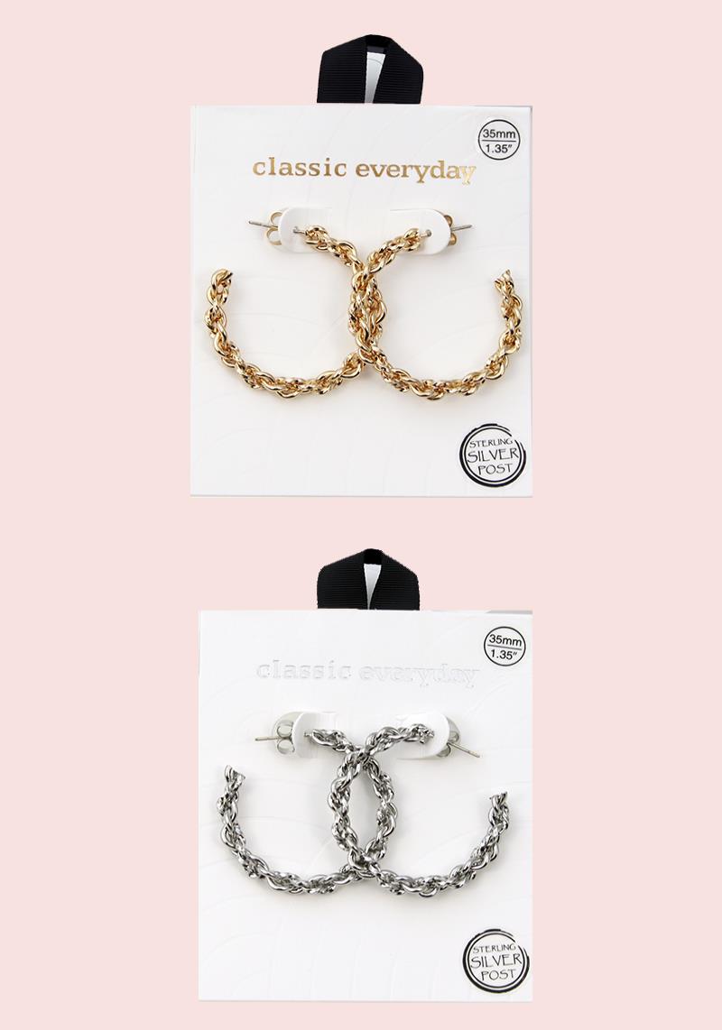 STERLING SILVER POST HOOP EARRING