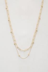 PAPERCLIP LINK BALL BEAD LAYERED NECKLACE