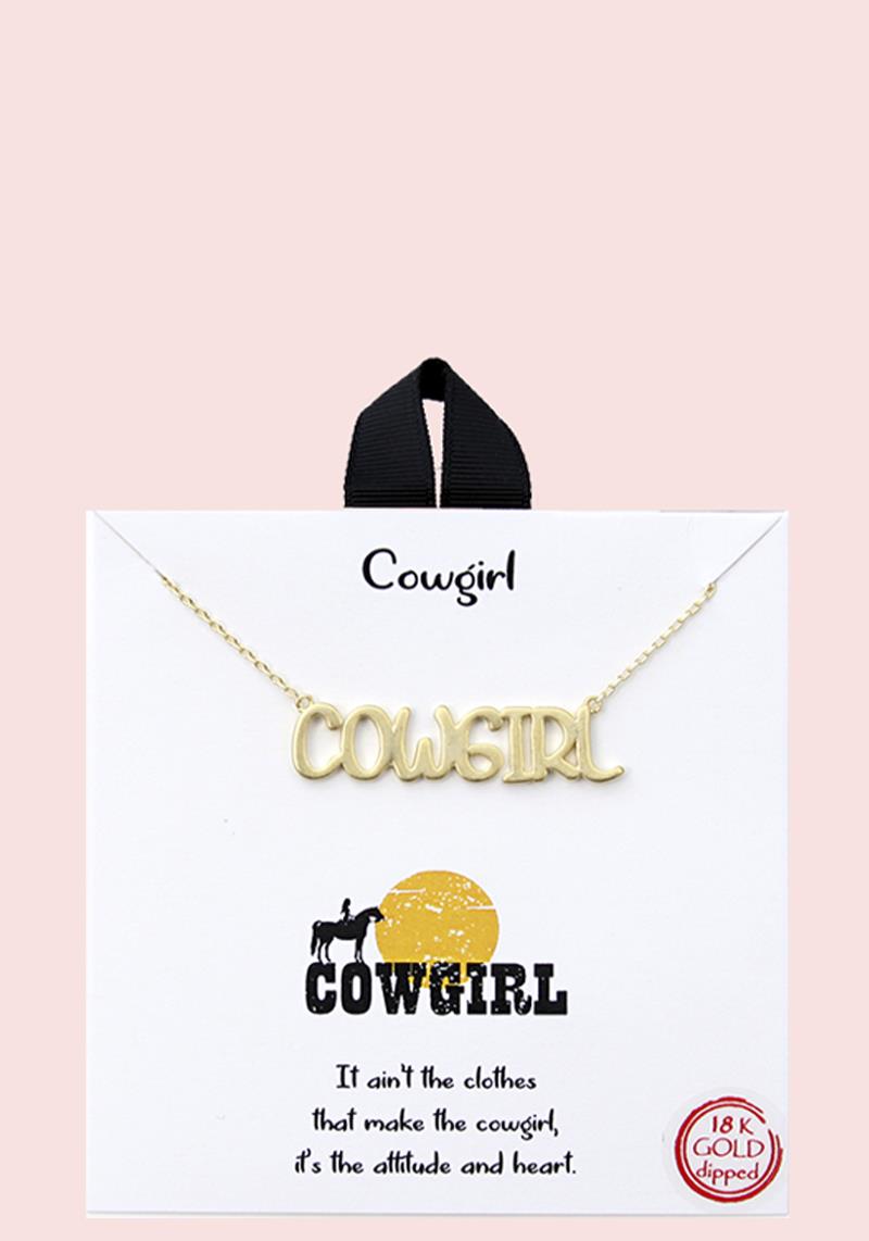 18K GOLD RHODIUM DIPPED COWGIRL NECKLACE