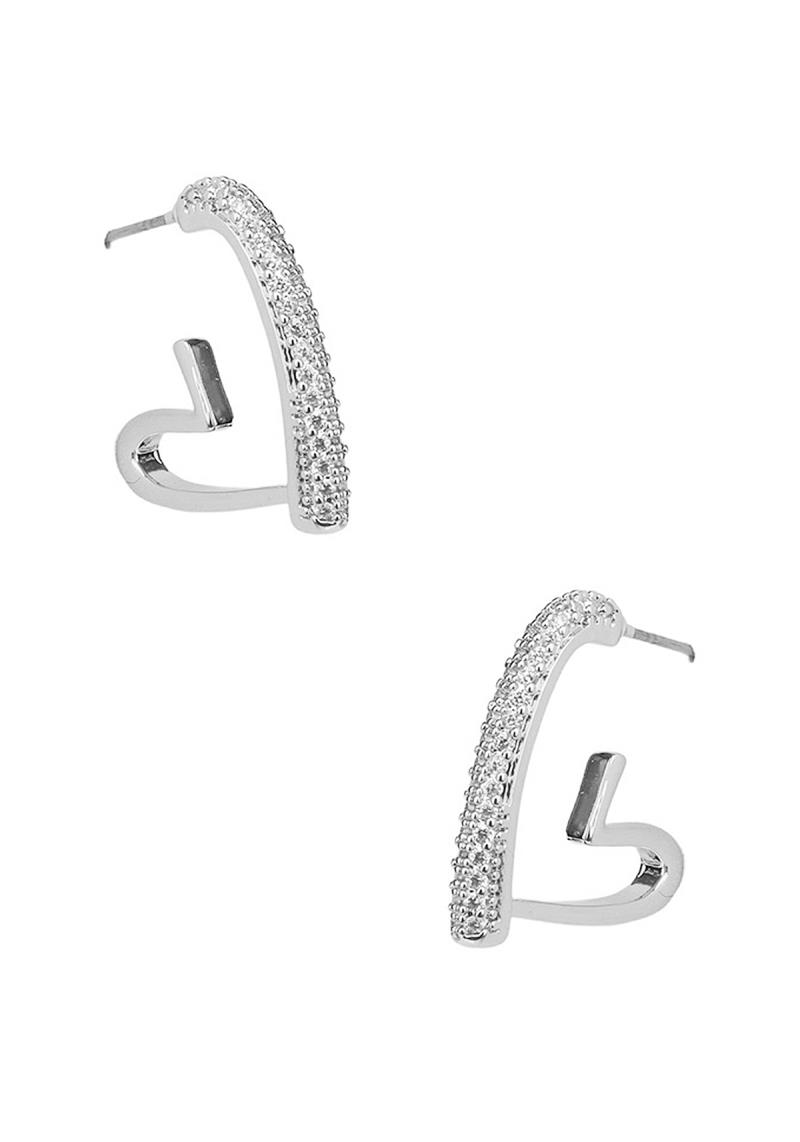 CRYSTAL CUBIC ZIRCONIA HEART HOOP EARRING