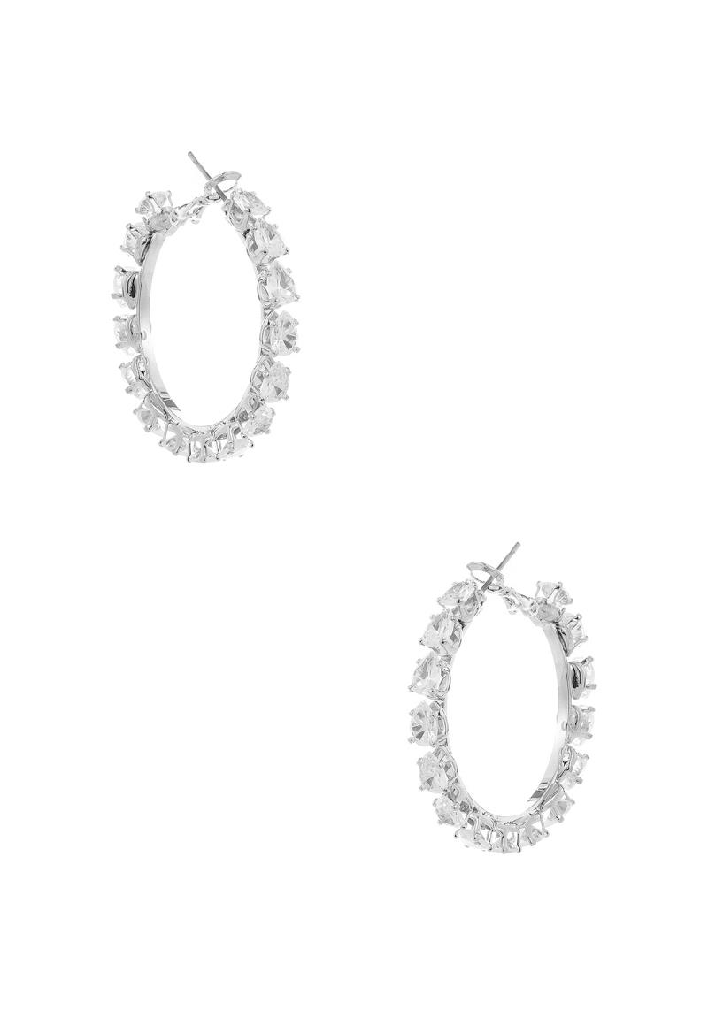 CRYSTAL CUBIC ZIRCONIA 35MM HOOP TEARDROP EARRING