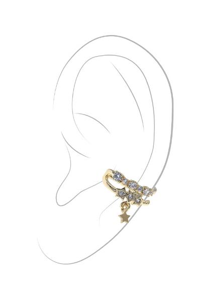 CUBIC ZIRCONIA THREE STAR N STAR DROP CUFF EARRING