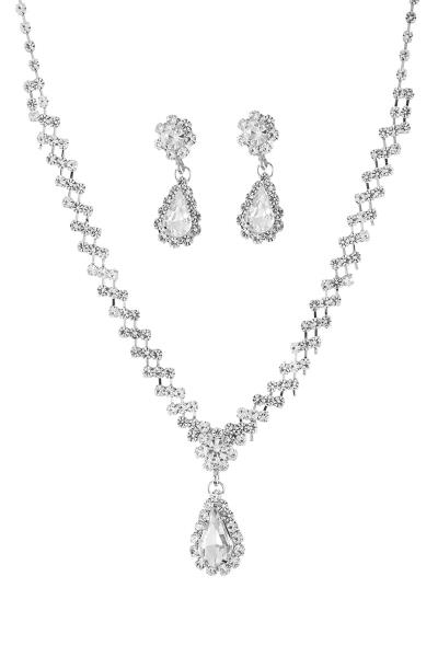 RHINESTONE WEDDING PARTY NECKLACE AND EARRING SET