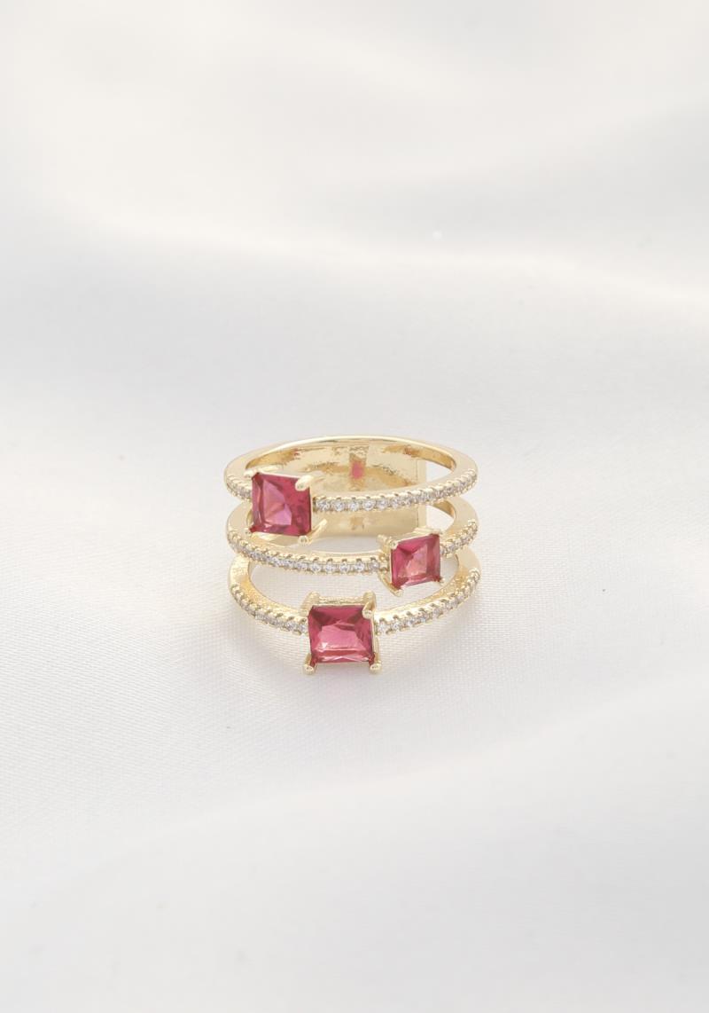 SQUARE RHINESTONE METAL RING