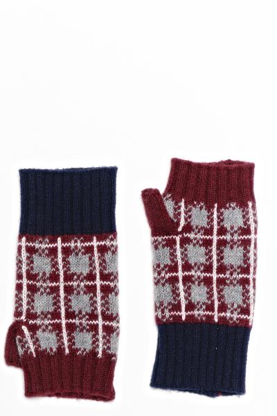 PLAID FINGERLESS KNIT GLOVE