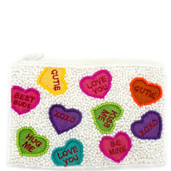 SEED BEAD HEART MINI COIN PURSE