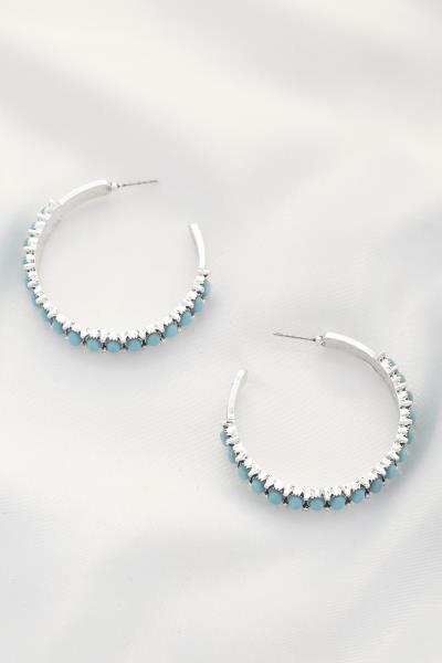 BEADED EDGE OPEN HOOP EARRING