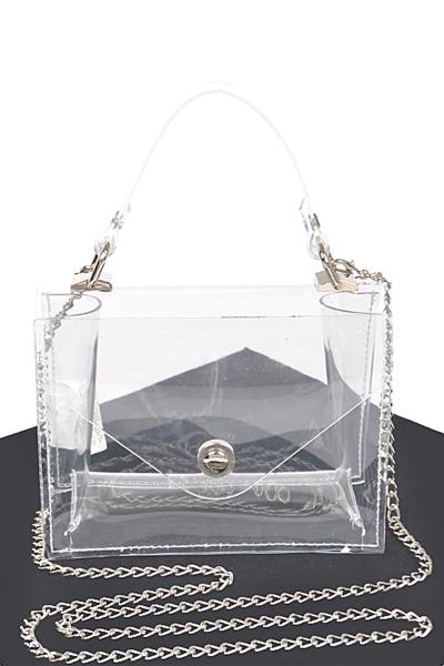 CLEAR PVC TOP HANDLE CROSSBODY BAG