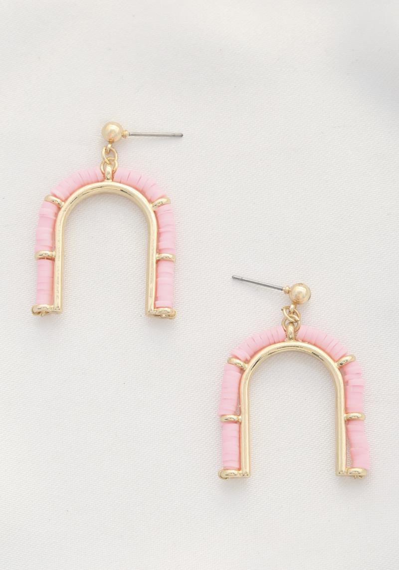 RUBBER DISC U SHAPE DANGLE EARRING