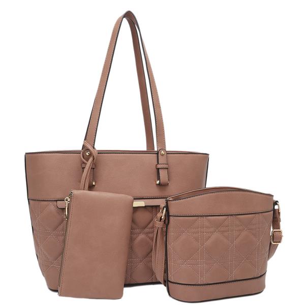 3IN1 FASHION TOTE BAG WITH CROSSBODY AND CLUTCH SET