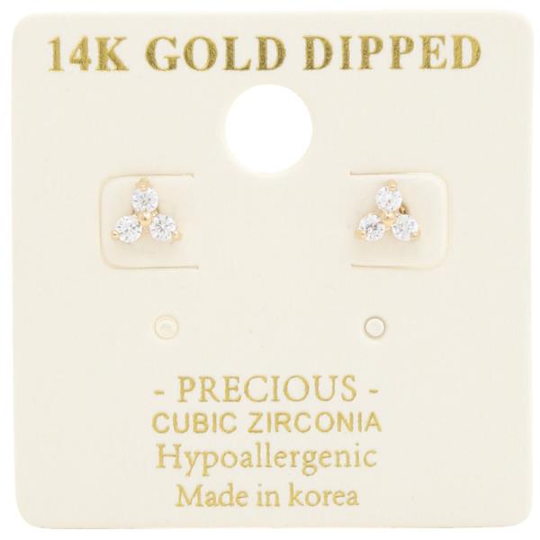 CRYSTAL 14K GOLD DIPPED EARRING