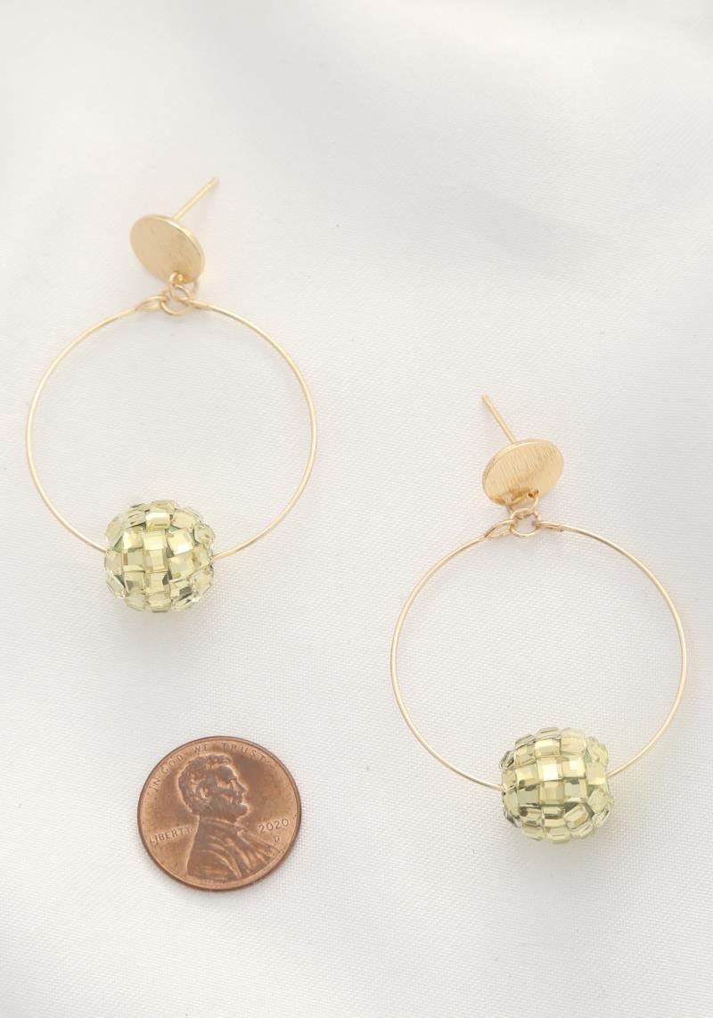ROUND WIRE DISCO BALL ACCENT POST EARRING