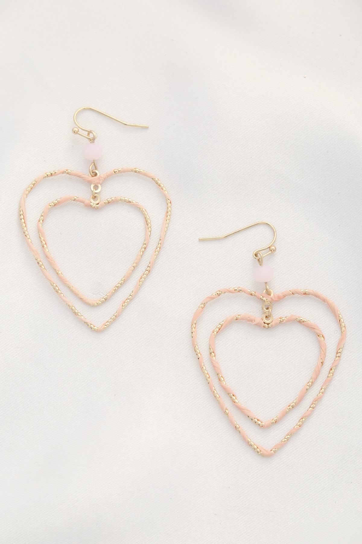 DOUBLE HEART METAL DANGLE EARRING